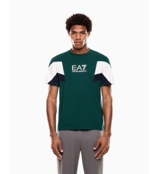 EA7 para hombre. 7M001603_AF12503 Camiseta Summer Block verde (XL), Azul, Casual, Algodón, Manga corta