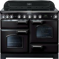 rangemaster classic deluxe 110 electric induction range cooker - black  chrome black