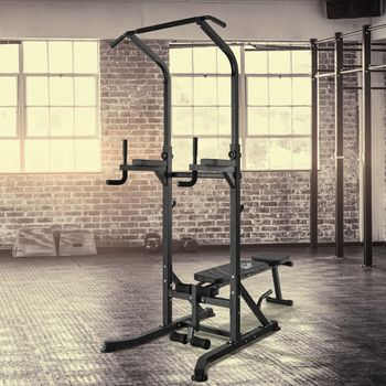 Estación Musculación Ajustable Homcom Acero Pvc, 99x178x230 Cm, Negro