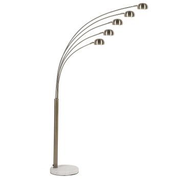 Lámpara De Pie Metal Cromado Dorado 210 Cm 5 Brazos Arco Orientable Moderno Flinders
