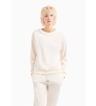 A|X Armani Exchange para mujer. 8NYMLGYJE5Z1130 Sudadera Terry beige (S), Casual, Algodón, Manga larga