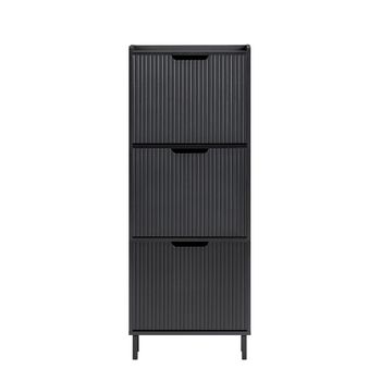 Zapatero estrecho con 3 puertas de entrada negro