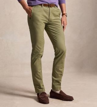 Polo Ralph Lauren para hombre. 710B22623001 Pantalón chino Greenwich Slim Fit verde (35/32), Casual, Algodón, Clásico