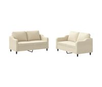 vidaxl juego de sofas con cojines 2 piezas tela crema