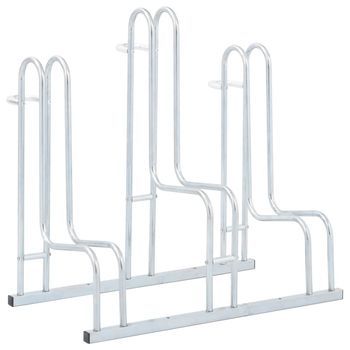 Soporte Para 3 Bicicletas Suelo Independiente Acero Galvanizado Vidaxl