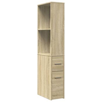 Armario De Baño | Mueble De Baño Estrecho Con Ruedas Madera Roble Sonoma