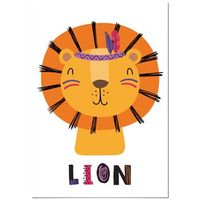 panorama cuadro de aluminio infantiles para habitacion animal leon 70x100 cm