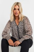yours blusa amplia de leopardo con borde de tachas mujer curvy y tallas grandes yours