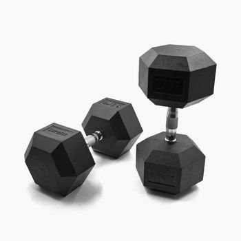 Mancuerna Hexagonal De Goma (par) Suprfit 35 Kg, Negro