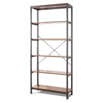 Ganbaru - Librería Estantería 6 Niveles 80x30xh180 Cm Estilo Industrial