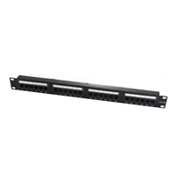 wp 19 patch panel cat6a utp 24 rj45 ports 1u with cable management black wpc-pan-6au-24