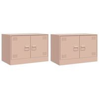 muebles para tv 2 unidades acero rosa 67x39x44 cm vidaxl