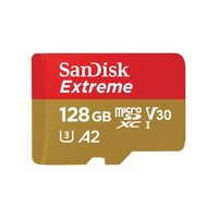 sandisk extreme microsdxc 128gb  sd adapter  1 yr rescuepro deluxe up to 190mbs  90mbs readwrite speeds a2 c10 v30 uhs-i