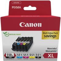 canon pgi-550xlcli-551 cyan magenta yellow  black ink cartridges - multipack cyan