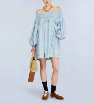 Semicouture para mujer. S6SY52 Vestido Sophie azul (44), Casual, Algodón, Manga larga