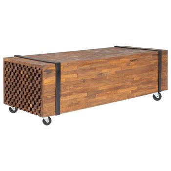 Vidaxl Mesa De Centro De Madera Maciza De Teca 110x45x38 Cm