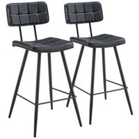 pack de 2 taburetes de bar de polipiel negra fernand