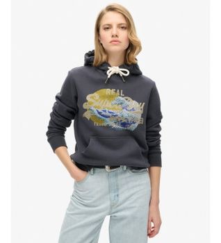 Superdry para mujer. W2012146A Sudadera Tokyo Vl Graphic gris (XS), Casual, Algodón