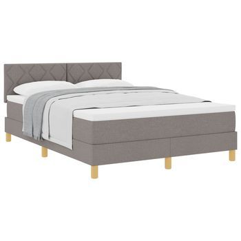 Cama Tipo Box Spring Con Cojín Manual Taupé 160 X 200 Cm Tela Vidaxl