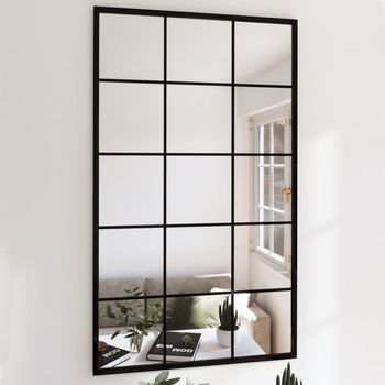 2 Uds Espejo Decorativo | Espejos De Pared Metal Negro 100x60 Cm Cfw141164