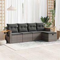 juego de sofas jardin con cojines 5 uds  juego de muebles de jardin ratan sintetico gris cfw26838
