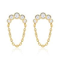 pendientes con circonita de plata 925 chapada en oro