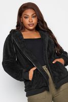 yours polar negro con capucha y cremallera mujer curvy y tallas grandes yours