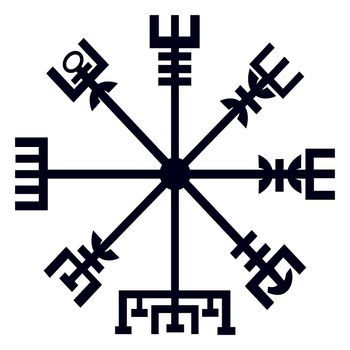 Decoración Pared De Metal Vegvisir Negro 60x60 Cm