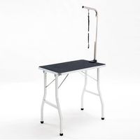 mesa de peluqueria canina - aseo de mascotas - acero y mdf - negro y blanco 90x60x76cm