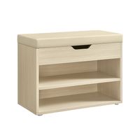 mueble zapatero con asiento tapizado beige natural  30 x 60 x 44 cm