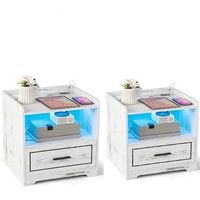 costway 2 mesa de noche led iluminacion ajustable induccion del cuerpo humano 45 x 40 x 50cm blanco