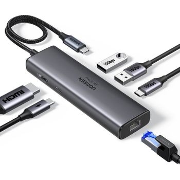 Hub Ugreen 6 en 1 USB-C HDMI 4K@60Hz 2xUSB-A 3.2 USB-C 3.2 RJ45 Gigabit PD 100W