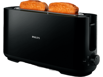Tostadora - Philips HD2590/90, Capacidad para 2 tostadas, 8 ajustes, Negro