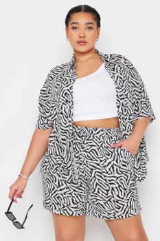Limited Collection Pantalón Corto Blanco Y Negro Cebra , Mujer Curvy Y Tallas Grandes, Limited Collection
