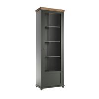 vitrina 1 puerta apertura por la paneles de aglomerado verde y madera