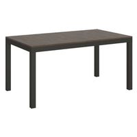 mesa rectangular extensible evy de 6 a 14 plazas l 180 a 284 cm madera oscura y metal antracita