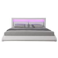 brixton estructura de cama de polipiel blanca con led integrados 160 x 200cm