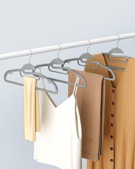 Conjunto de 40 perchas antideslizantes de plástico gris