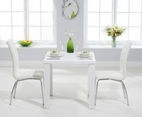 atlanta 80cm white high gloss dining table with 2 calgary chairs