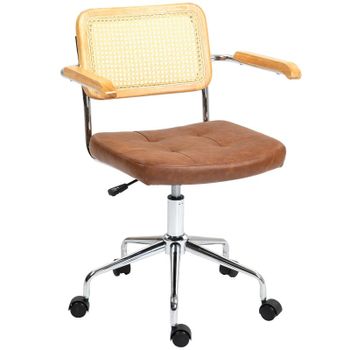 Homcom Silla De Oficina Con Función De Basculante 60x55,5x82-90 Cm Marrón