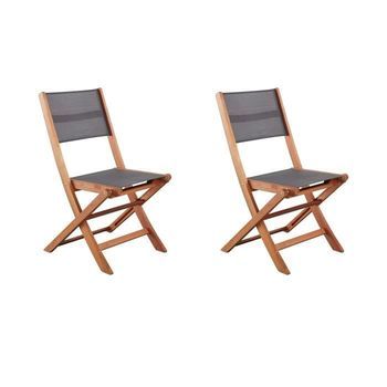 Conjunto De 2 Sillas De Madera De Acacia Fsc Y Textilene - Gris