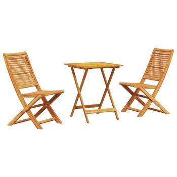 Conjunto De Bistro Plegable 3 Piezas | Mueble De Jardín Marrón