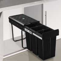 cubo de basura extraible triple 30 litros 3 x 10 litros negro
