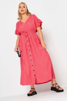 Limited Collection Vestido Largo Coral De Algodón, Mujer Curvy Y Tallas Grandes, Limited Collection