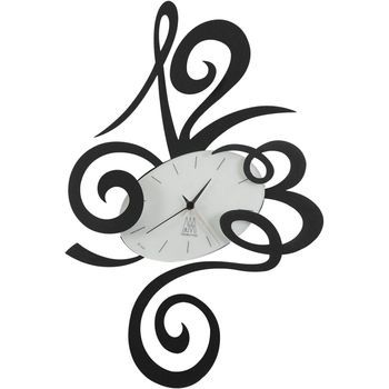 Robin - Reloj De Pared Moderno Negro, Ø45 Cm, Silencioso, Acero Creativo, Fabricado En Italia