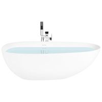 banera independiente de solid surface ovalada con borde fino 170 cm blanco turia
