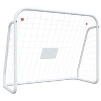 porteria de futbol con red acero y poliester blanco 125x96x60cm vidaxl