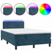 cama box spring colchon y led terciopelo azul oscuro 120x190 cm vidaxl