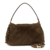bolso de hombro de suave pelo sintetico dark brown