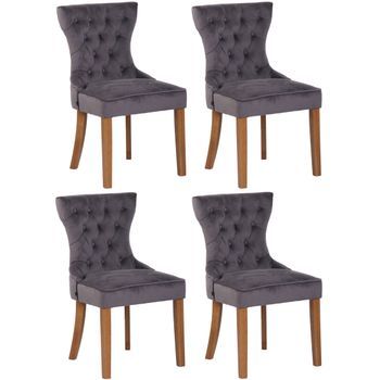 Juego De 4 Sillas De Comedor Franca En Terciopelo Gris Oscuro 59x51x90 Cm Clp